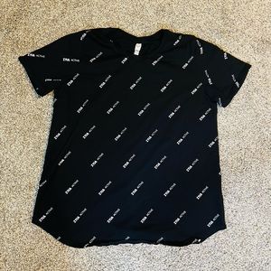 ZYIA Active Black Crewneck Logo Swoop T-shirt Size Large